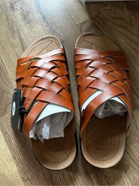 Malibu Men’s Braided Slide Sandals in Brown Tan